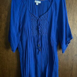 Dress Barn Cobalt Blue Blouse with Lace Detail